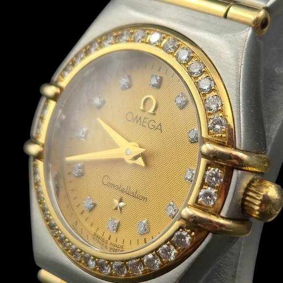 Omega Constellation Watch. Diamond Bezel in 18K gold and diamond studded dial